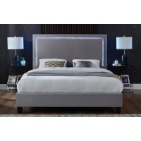 TT T2365 Gray Velvet Queen Bed 
